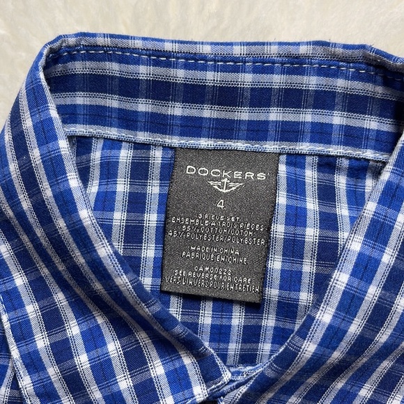 Dockers, Boy’s (size 4) Button-down Plaid Shirt, Blue and White - Picture 9 of 11
